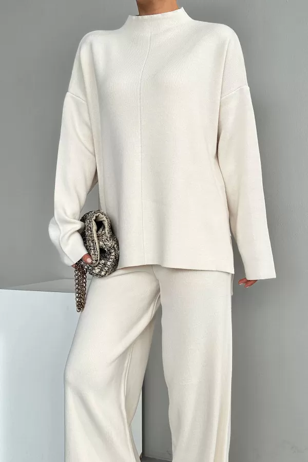 Krem Triko Tunik Pantolon Alt Üst Takım