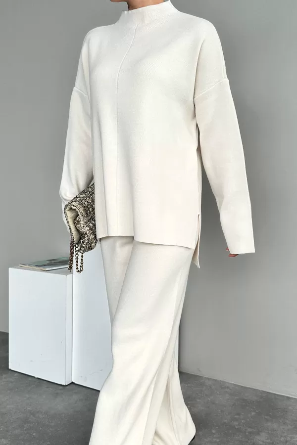 Krem Triko Tunik Pantolon Alt Üst Takım