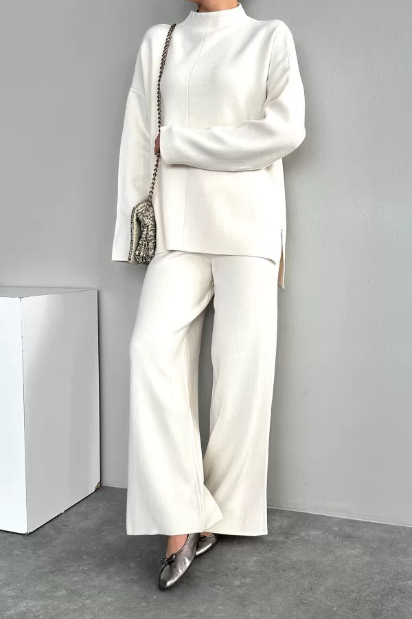 Krem Triko Tunik Pantolon Alt Üst Takım