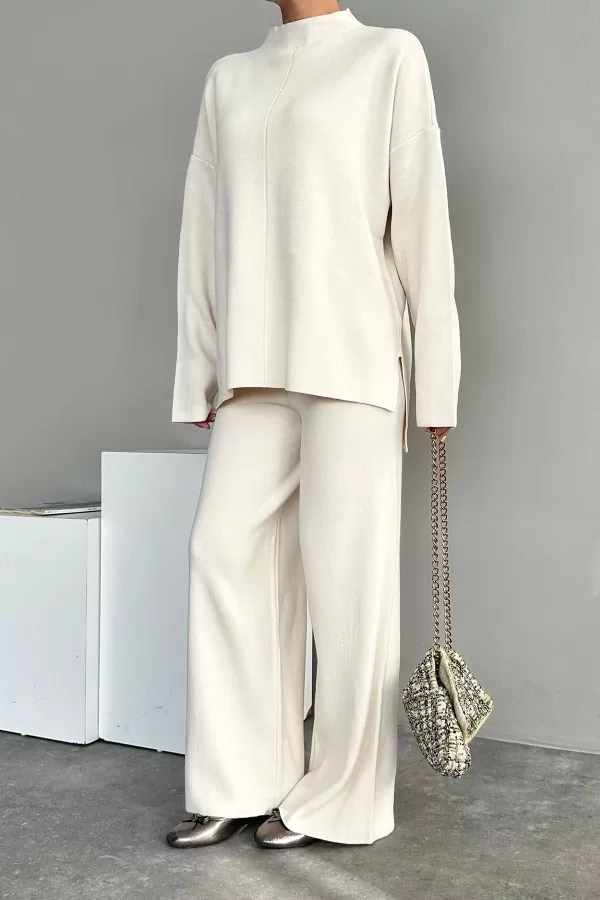 Krem Triko Tunik Pantolon Alt Üst Takım