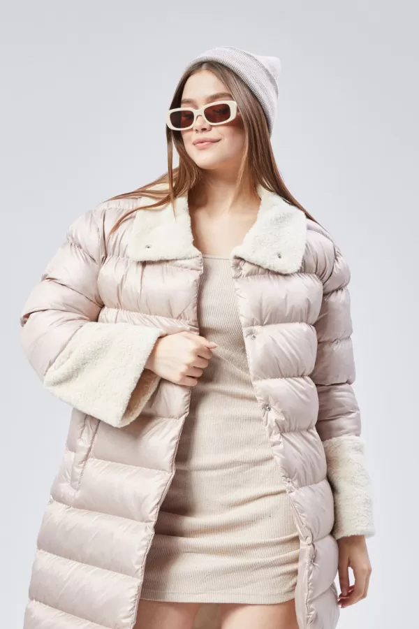 Kürklü Bej Kadın Kaban