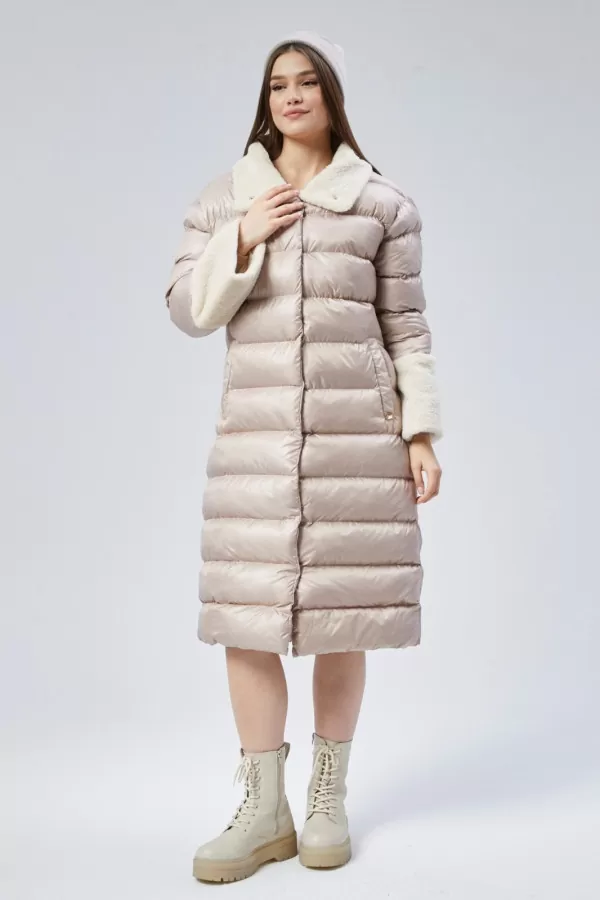 Kürklü Bej Kadın Kaban