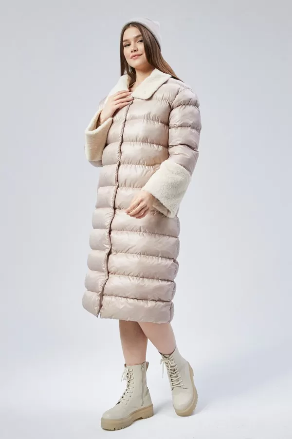 Kürklü Bej Kadın Kaban