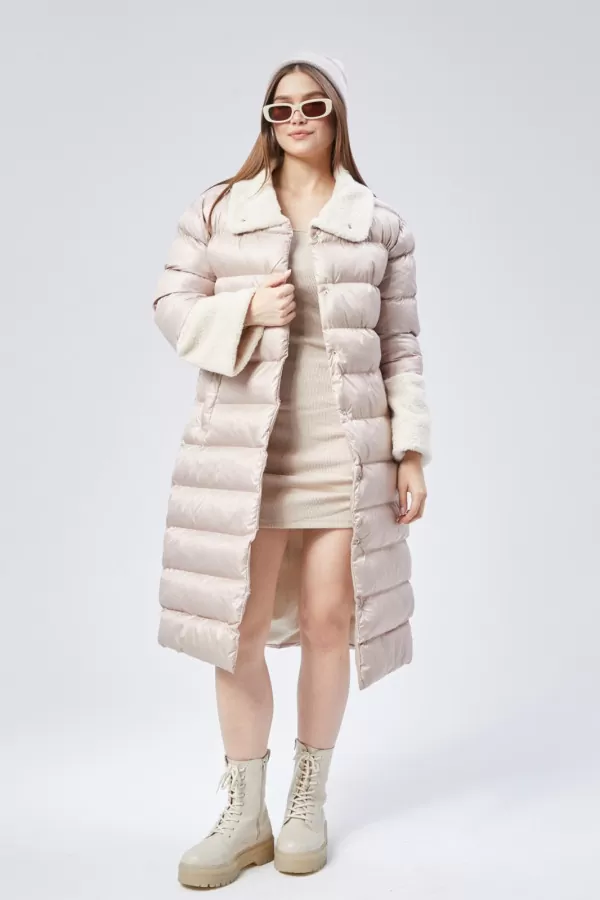 Kürklü Bej Kadın Kaban