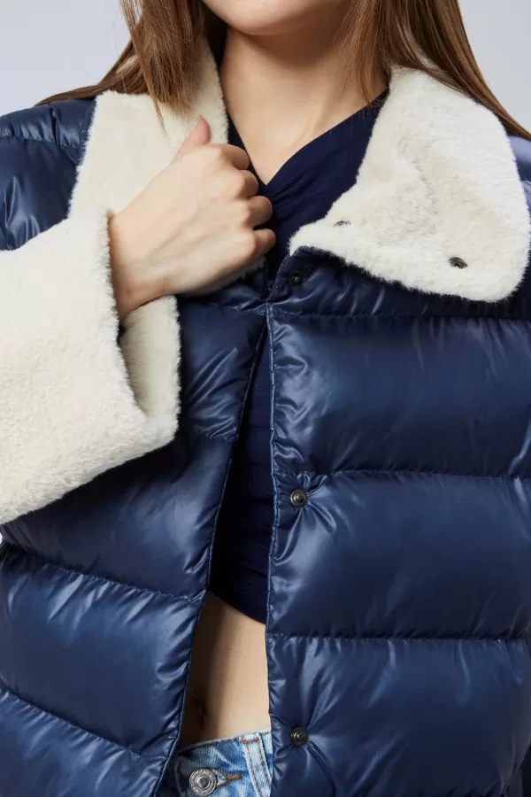 Kürklü Lacivert Kadın Kaban