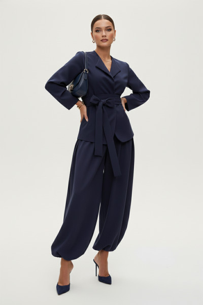 Lacivert Ceket-Bluz Şalvar-Pantolon Alt Üst Takım