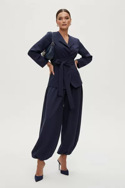 Lacivert Ceket-Bluz Şalvar-Pantolon Alt Üst Takım