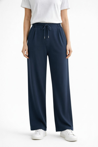 Lacivert Full Likralı Modal Kumaş Kadın Palazzo Pantolon