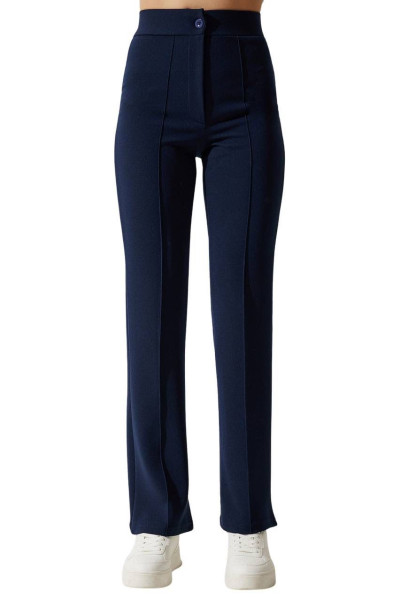 Lacivert Likralı Toparlayıcı Yüksek Bel Çimalı Kadın Pantolon