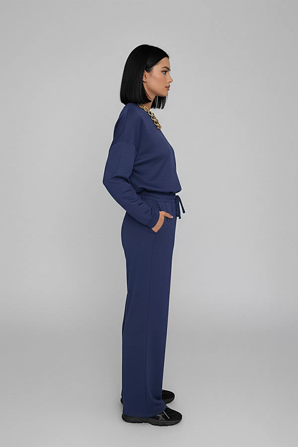 Lacivert Modal Kumaş Kadın Alt Üst Takım