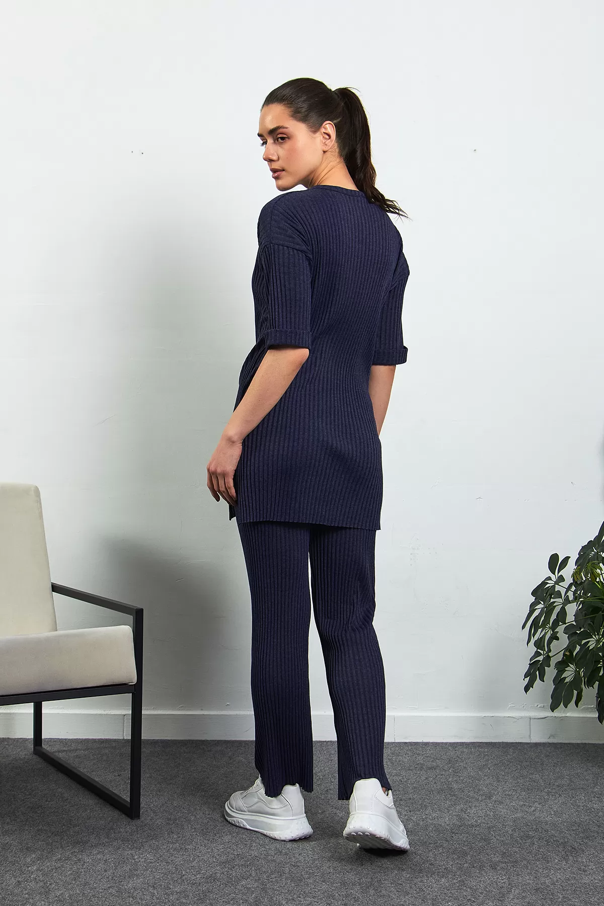 Lacivert Pamuklu Pantolon Tunik İkili Takım