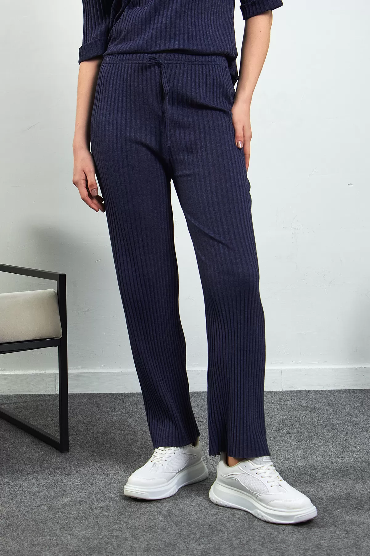 Lacivert Pamuklu Pantolon Tunik İkili Takım