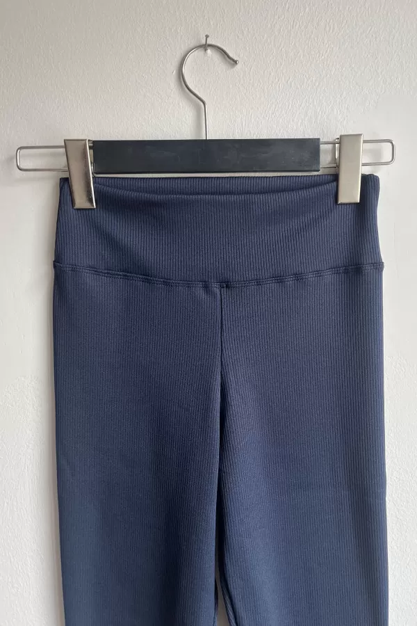 Lacivert Süper Yüksek Bel İçi Şardonlu Fitilli Tayt