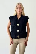 Lacivert Triko Kadın Yelek Bluz