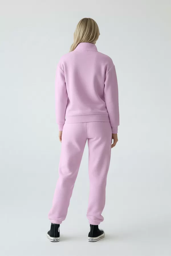 Lila Pamuklu Üç İplik Şardonlu Kadın Eşofman Takımı