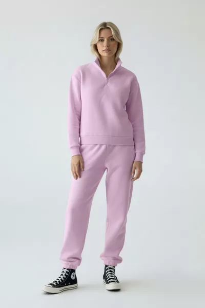 Lila Pamuklu Üç İplik Şardonlu Kadın Eşofman Takımı