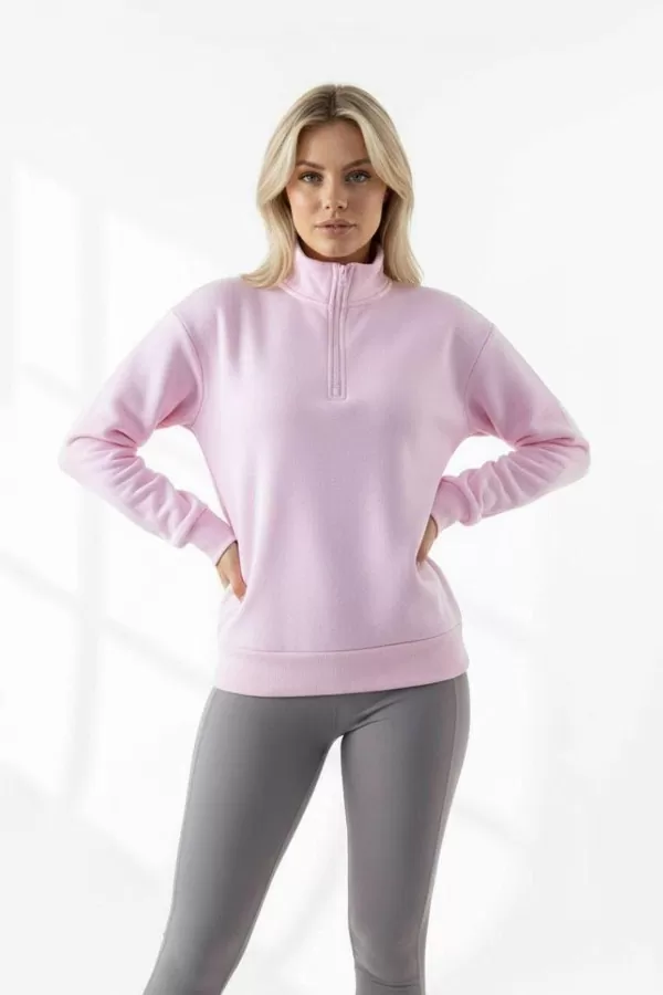 Lila Pamuklu Üç İplik Şardonlu Kadın Sweatshirt