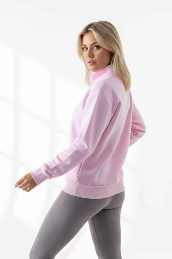 Lila Pamuklu Üç İplik Şardonlu Kadın Sweatshirt