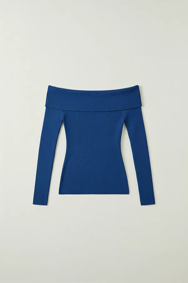 Madonna Yaka Saks Mavi Kaşkorse Bluz