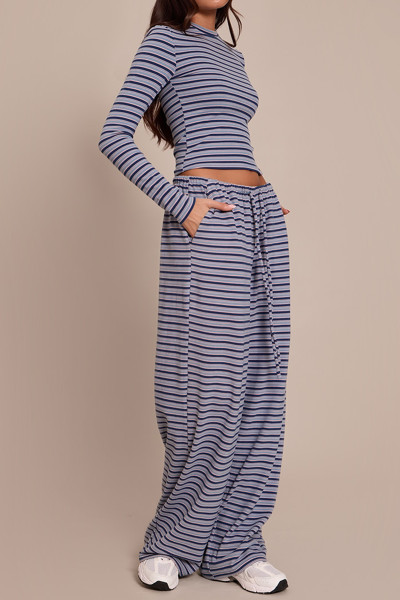 Mavi Çizgili Kadın Alt Üst Takım