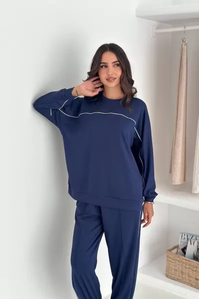 Mavi Modal Kumaş Kadın Alt Üst Takım