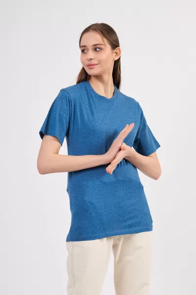 Mavi Pamuklu Basic Kadın T-Shirt