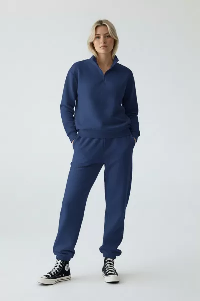 Mavi Pamuklu Üç İplik Şardonlu Kadın Eşofman Takımı