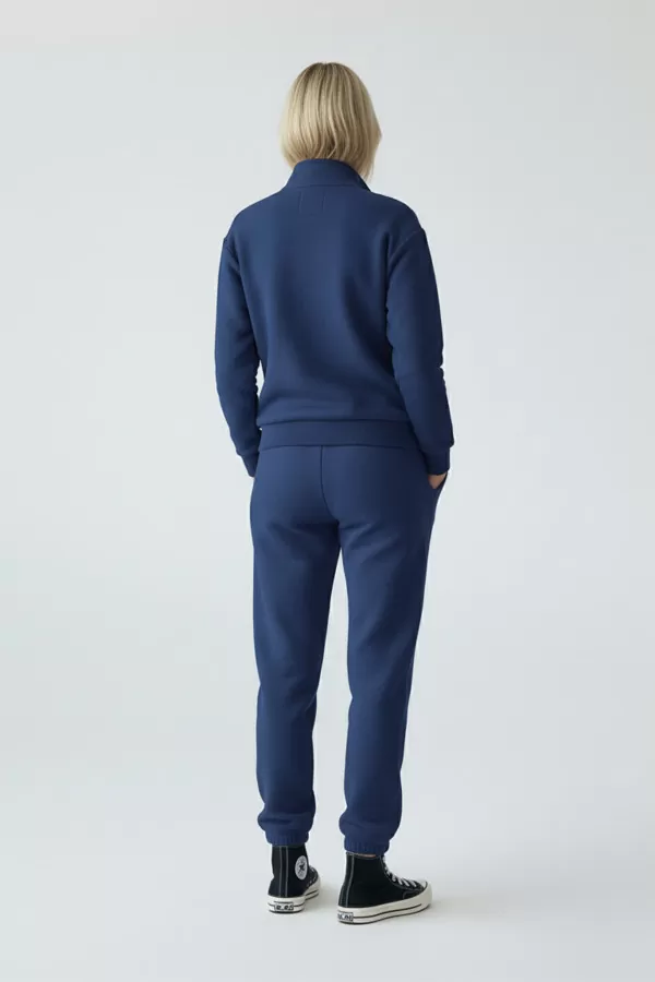 Mavi Pamuklu Üç İplik Şardonlu Kadın Eşofman Takımı