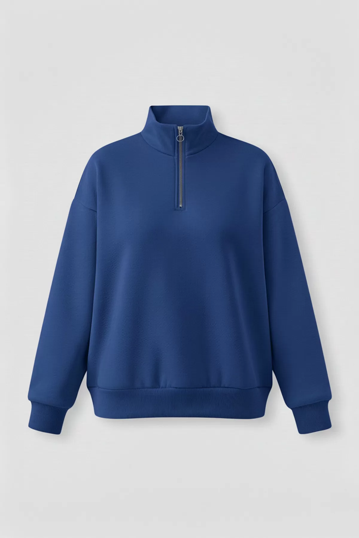 Mavi Pamuklu Üç İplik Şardonlu Kadın Sweatshirt