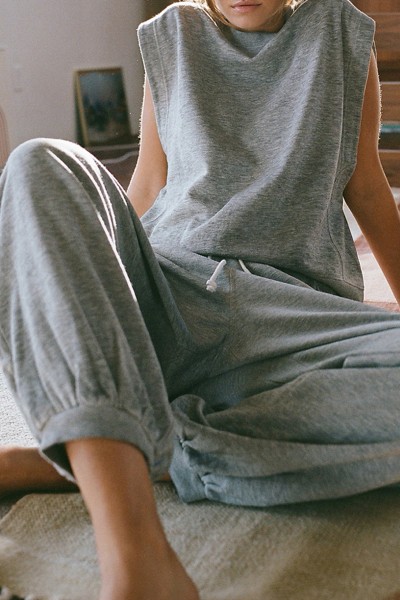 Melanjlı Gri Penye Kadın Eşofman Takımı