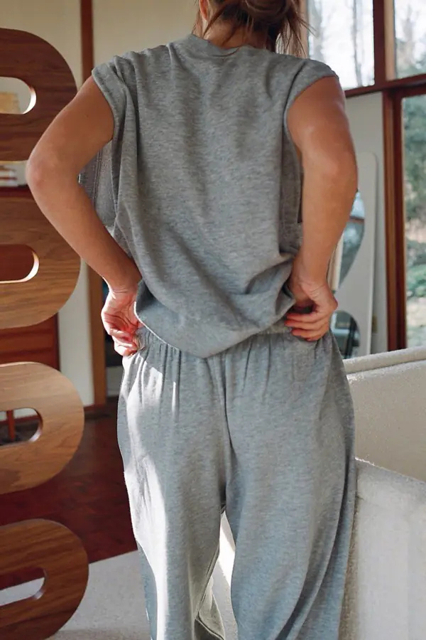 Melanjlı Gri Penye Kadın Eşofman Takımı