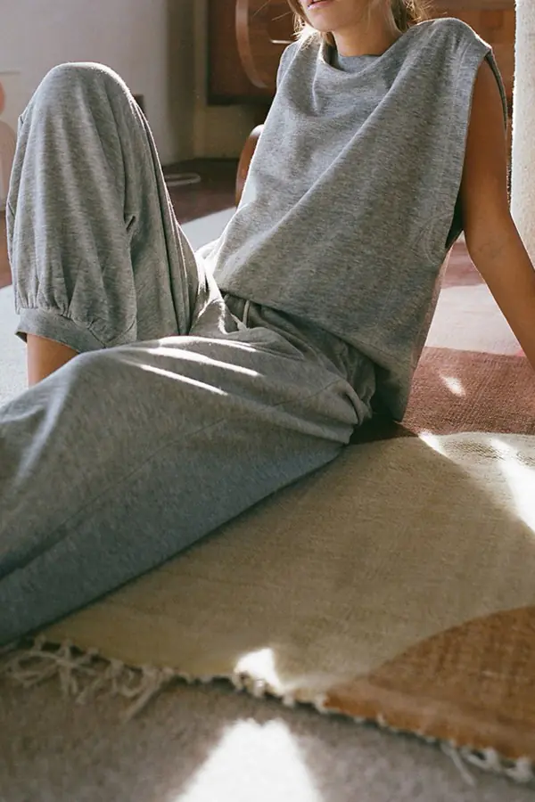 Melanjlı Gri Penye Kadın Eşofman Takımı