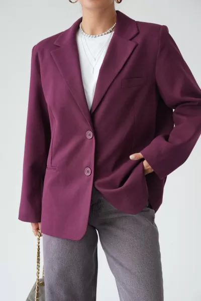 Mürdüm Maskülen Oversize Blazer Ceket