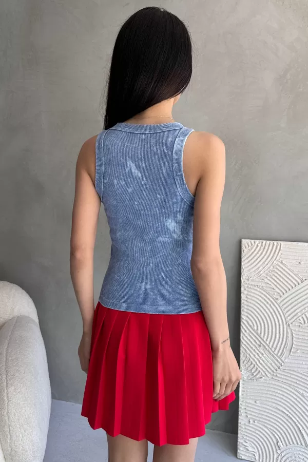 Nakışlı Mavi Yıkamalı Kaşkorse Body