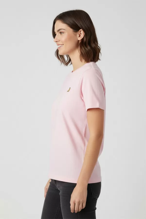 Nakışlı Pembe Pamuklu Kadın Tişört