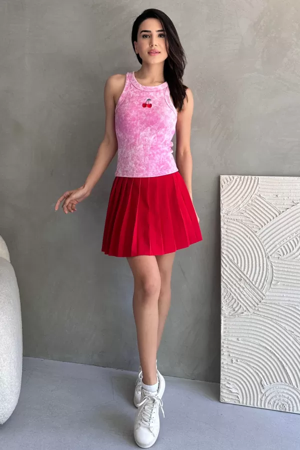 Nakışlı Pembe Yıkamalı Kaşkorse Body