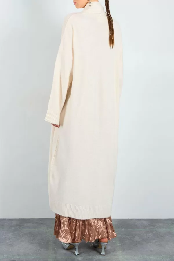 Önü Açık Şal Yaka Krem Kadın Hırka