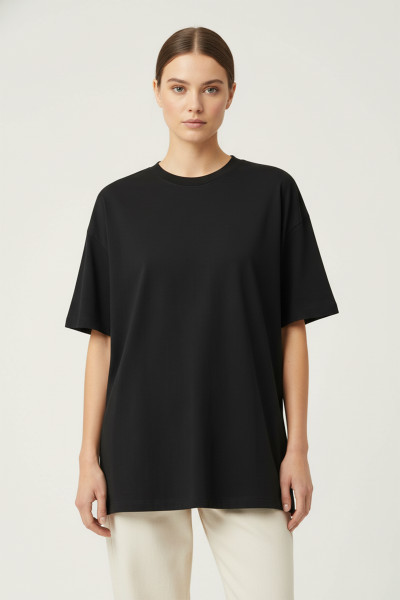 Oversize Siyah Kadın Tişört