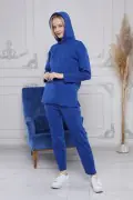 Kapüşonlu Kaşkorse Saks Mavi Kadın Eşofman Takımı