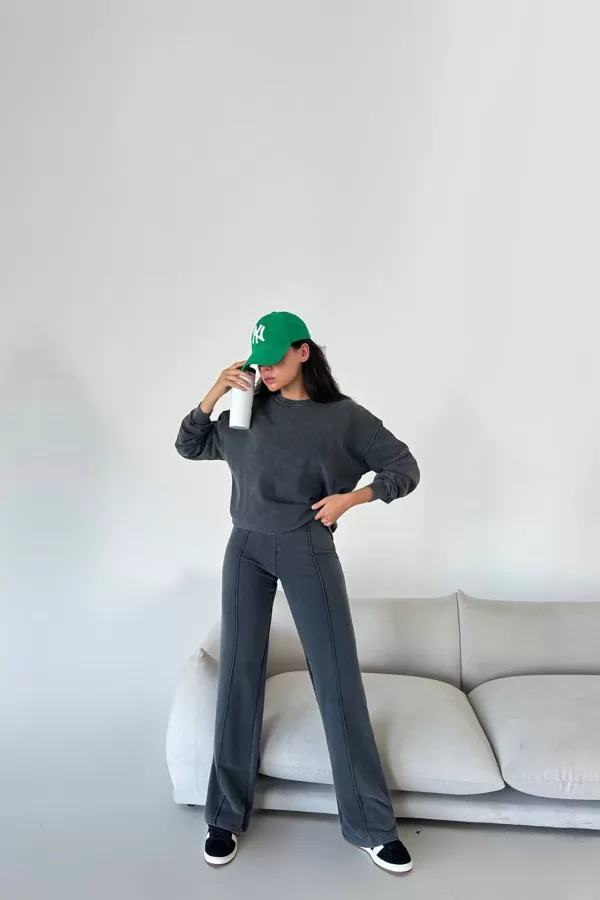 Pamuklu Antrasit Kadın Eşofman Takımı