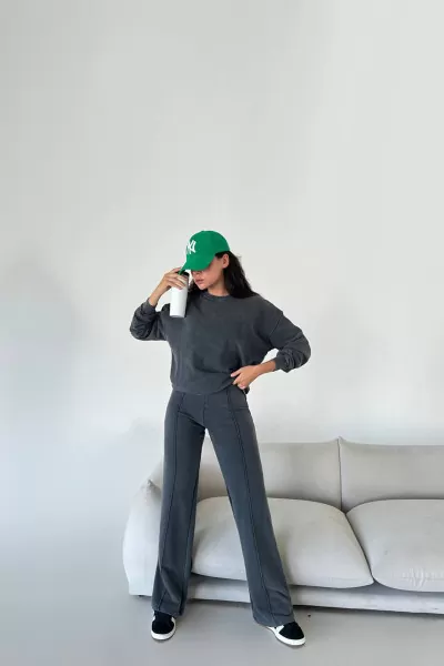 Pamuklu Antrasit Kadın Eşofman Takımı