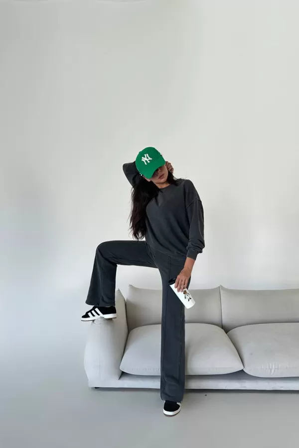 Pamuklu Antrasit Kadın Eşofman Takımı