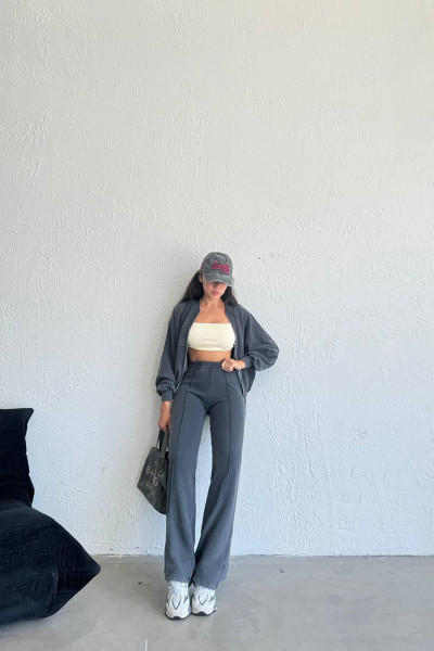 Pamuklu Antrasit Kadın Eşofman Takımı