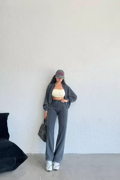 Pamuklu Antrasit Kadın Eşofman Takımı