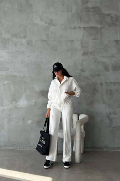 Pamuklu Beyaz Kadın Eşofman Takımı