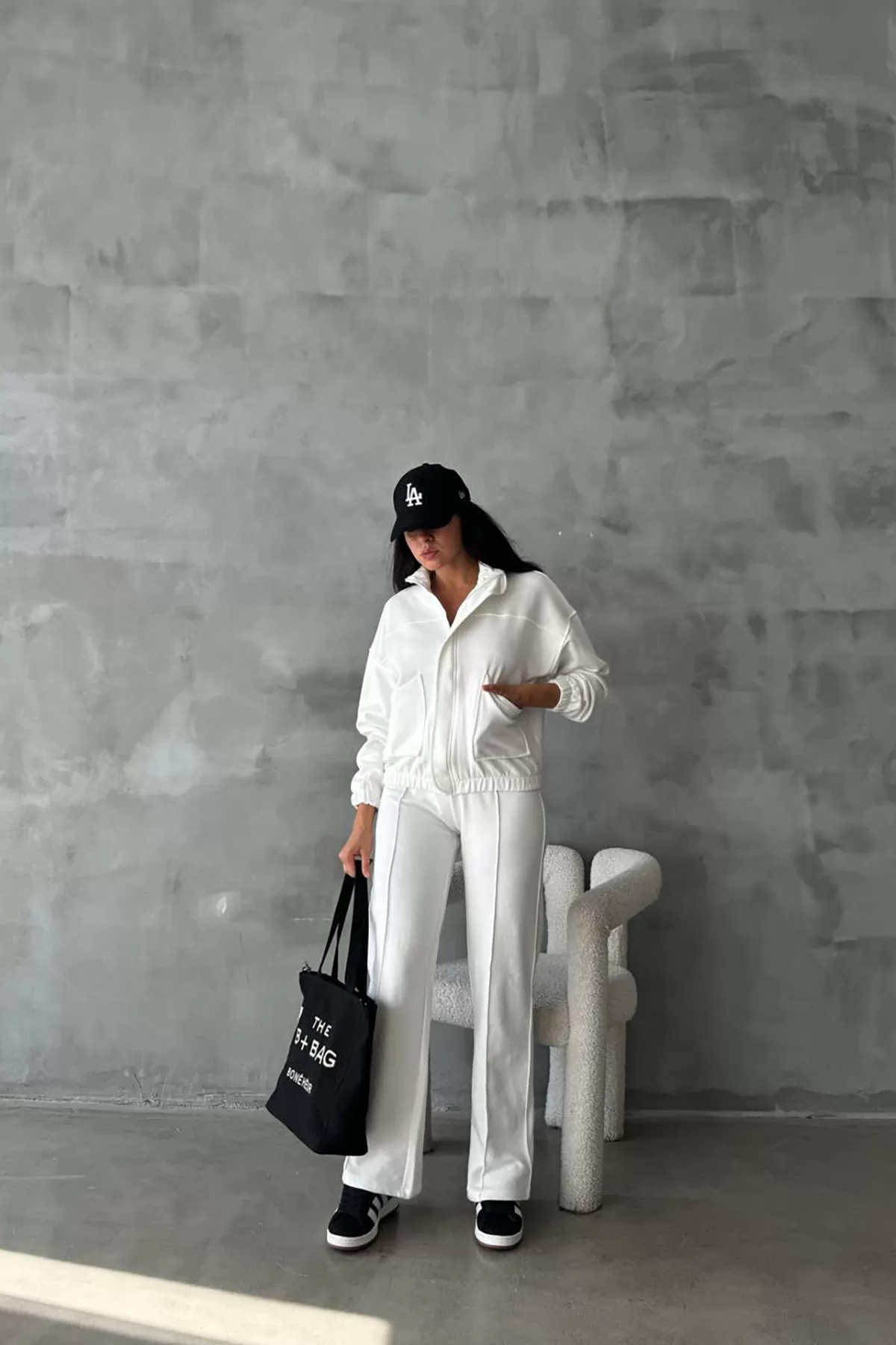 Pamuklu Beyaz Kadın Eşofman Takımı