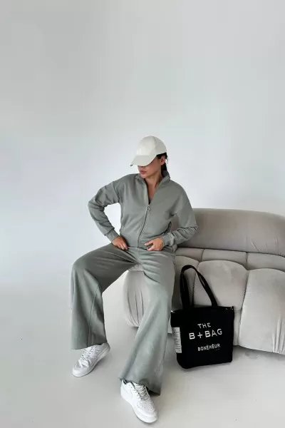 Pamuklu Çağla Yeşili Kadın Eşofman Takımı