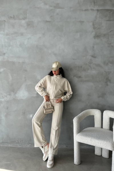 Pamuklu Ekru Kadın Eşofman Takımı