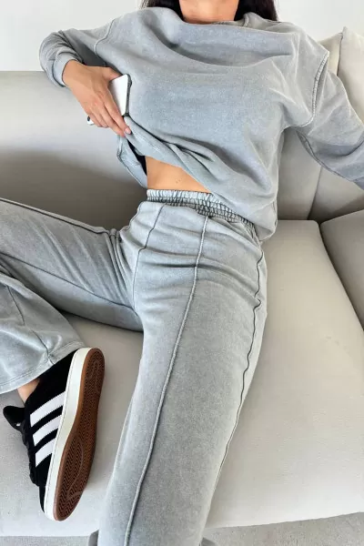 Pamuklu Gri Kadın Eşofman Takımı