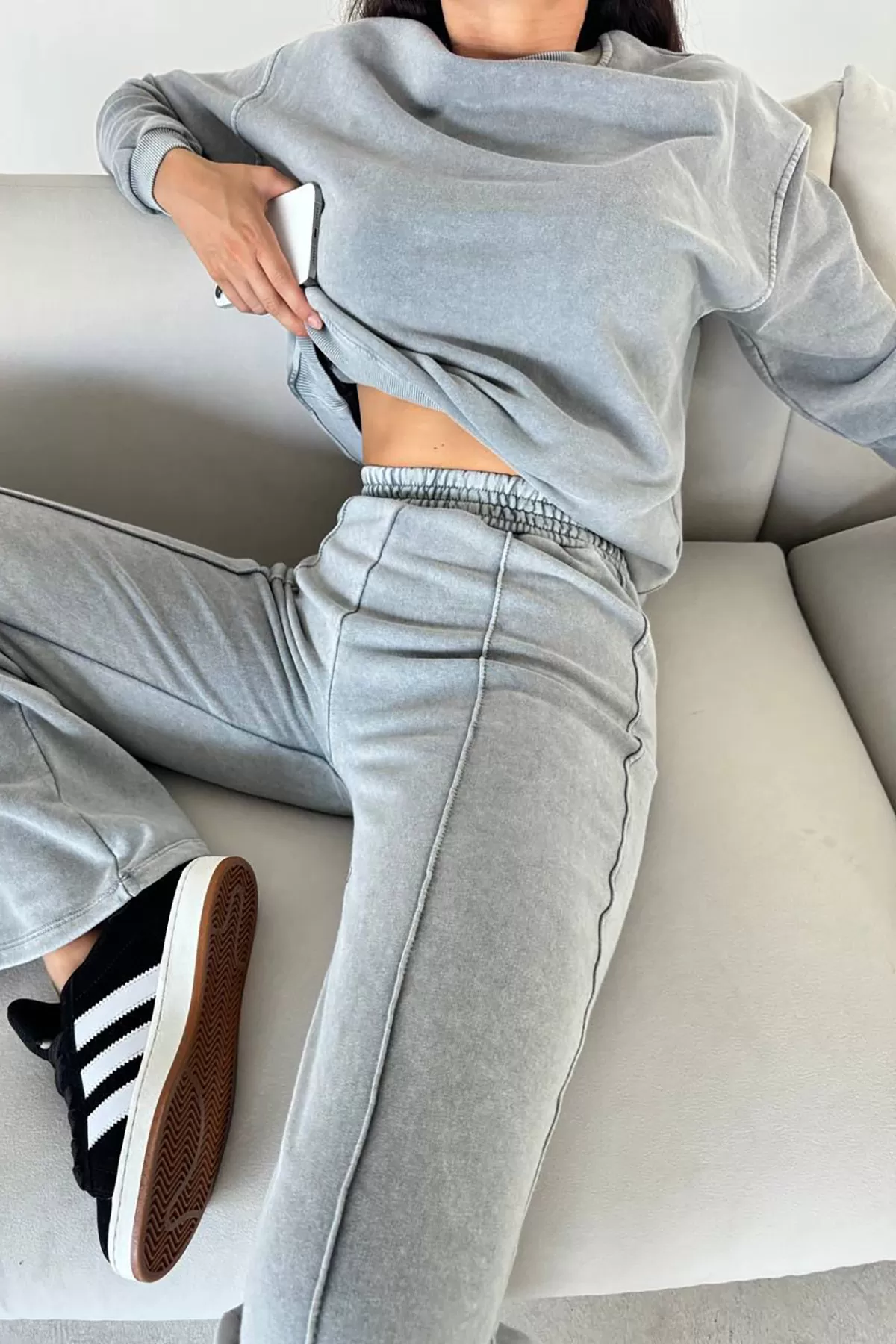 Pamuklu Gri Kadın Eşofman Takımı